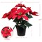 2-Pack 13" Red Velvet Poinsettia Bush in Black Pot with 5 Silk Flowers - Lifelike Holiday Decor for Tabletop & Mantel | Elegant Christmas Accent | Festive & Versatile Indoor Decoration - 2024 Christmas Collection, Floral Home by Artificial Flowers